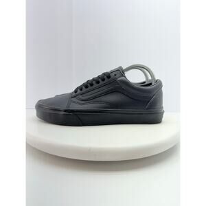 VANS Tumble‎ Old Skool Womens Size 9 Triple Black Leather Skater Shoes Sneakers